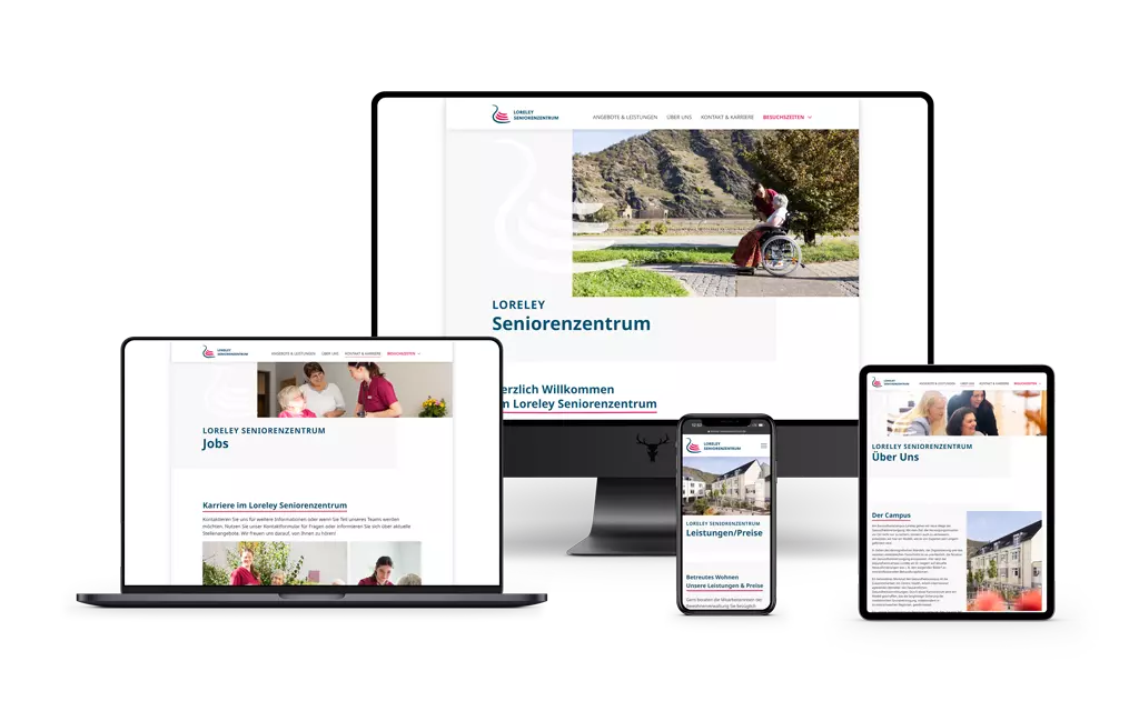Referenzbild des Loreley Seniorenzentrums. Es zeigt Responsive Webdesign.
